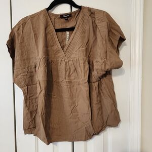 Madewell Brown V-Neck Blouse